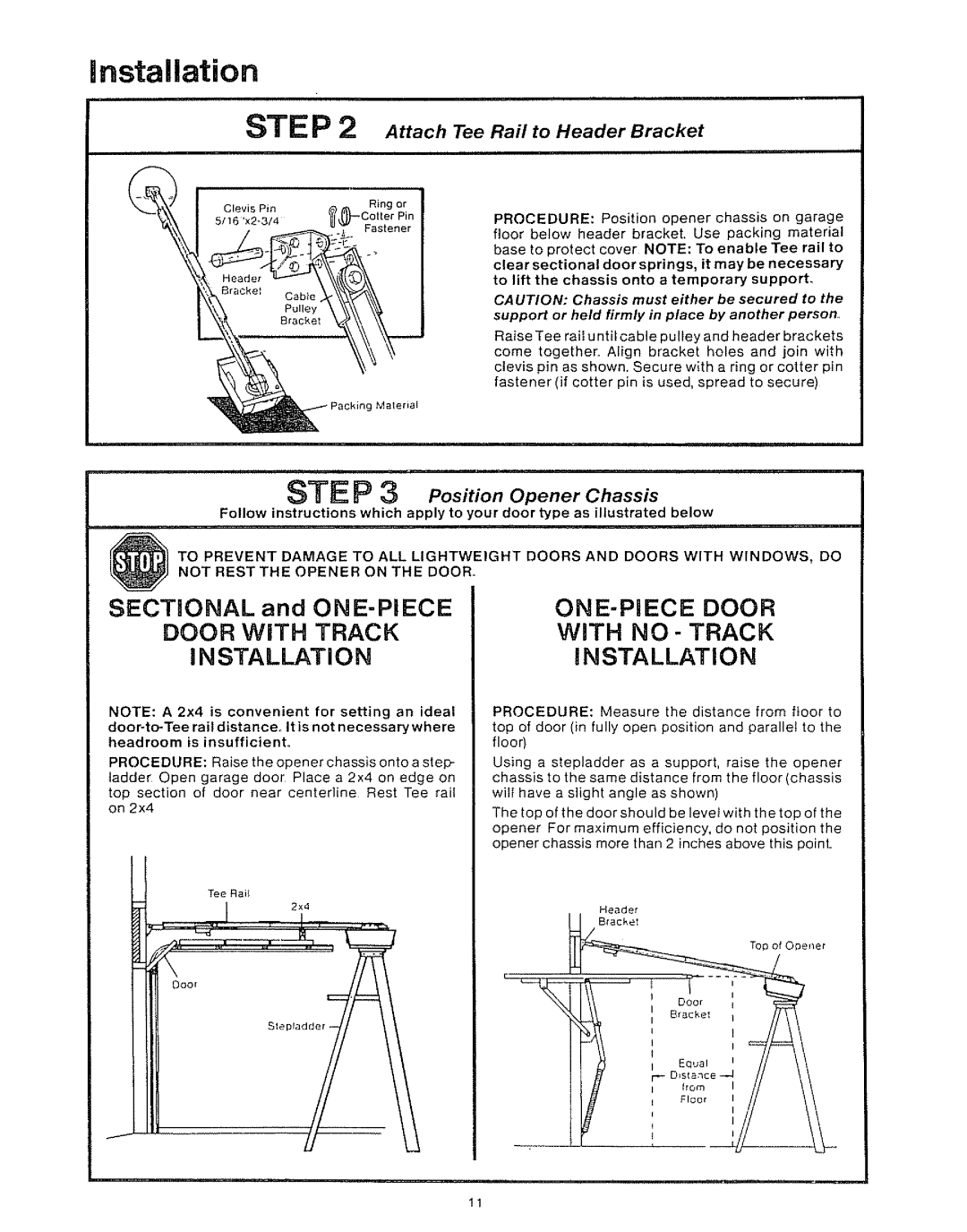 Craftsman 139.53610, 139.53403 owner manual STE P 2 A.ach Tee Rail to Header Bracket, 16 x2-3/4 