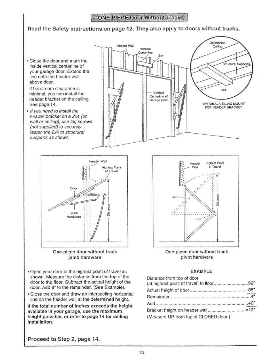 Craftsman 139.53325SRT, 139.53425SRT manual Proceed to, Example 