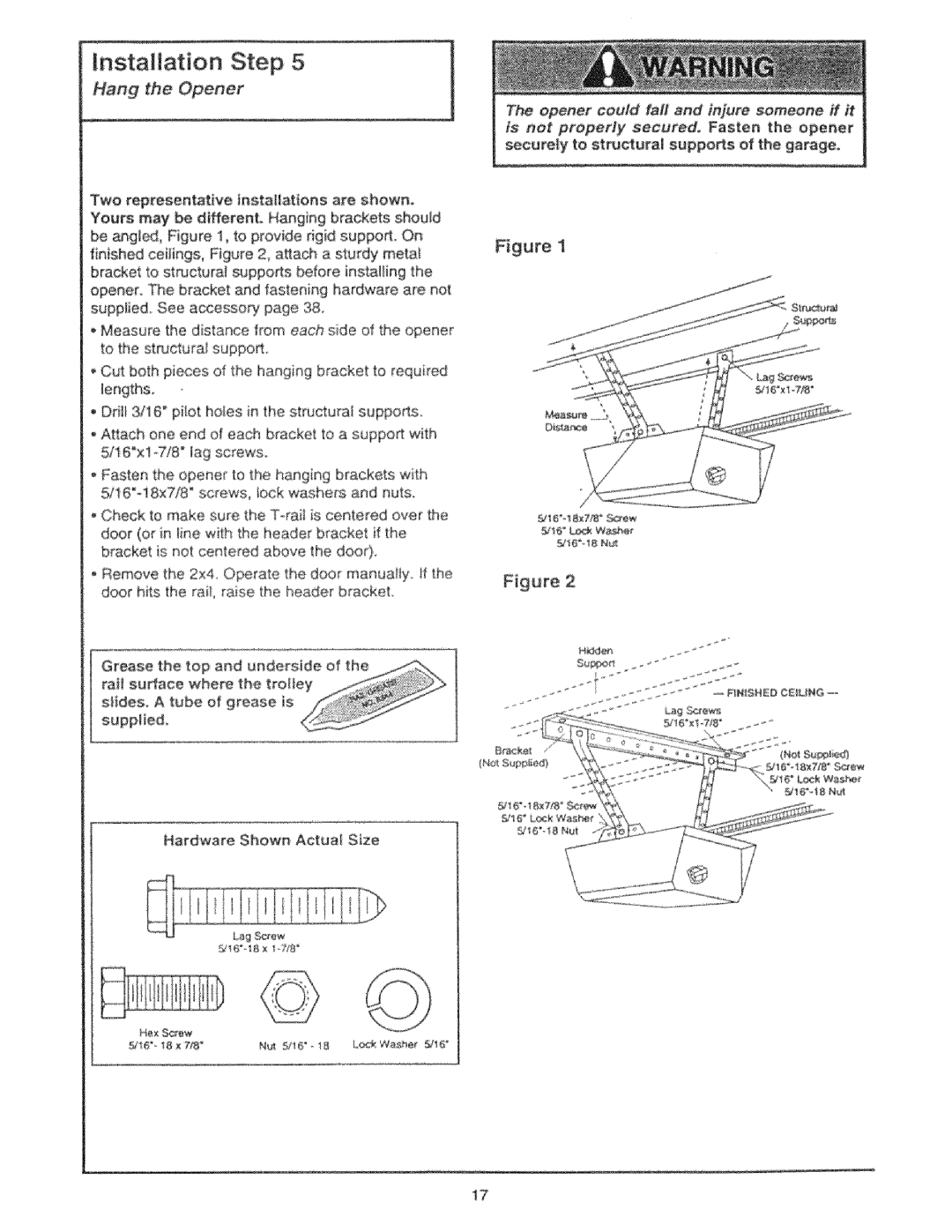 Craftsman 139.53325SRT, 139.53425SRT manual Hang the Opener 