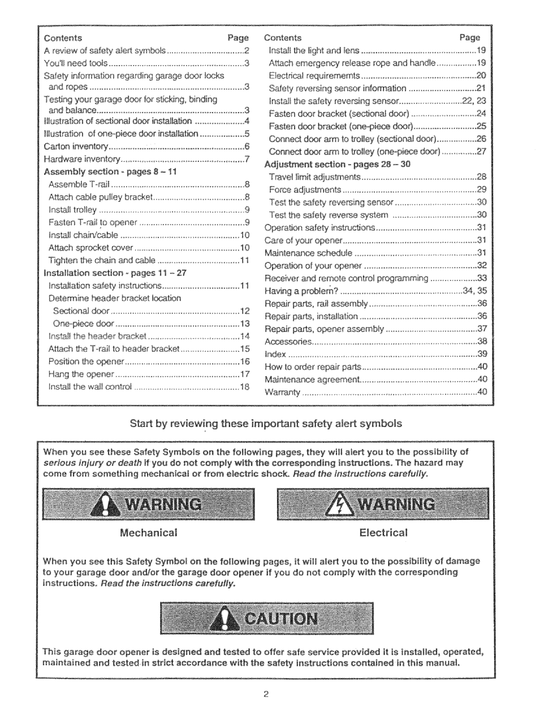 Craftsman 139.53425SRT, 139.53325SRT manual One@ie Door 