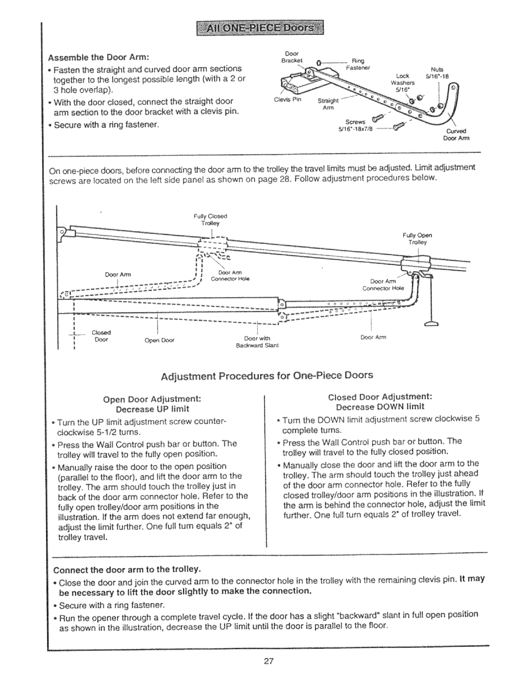 Craftsman 139.53325SRT, 139.53425SRT manual AssembletheDoorArm 