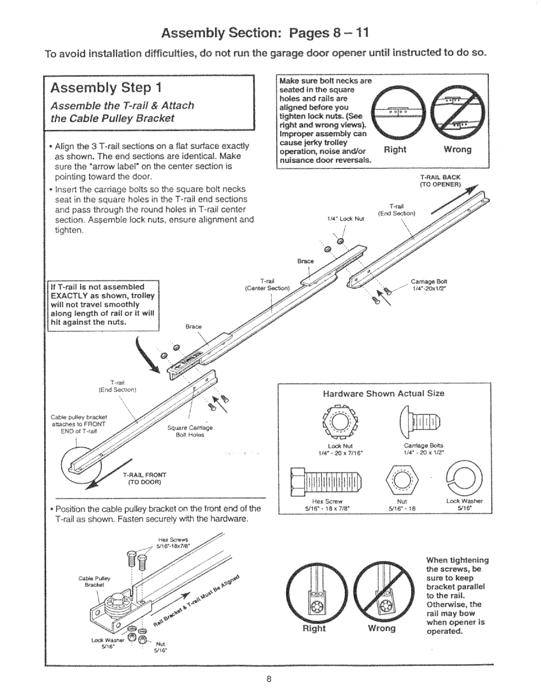 Craftsman 139.53425SRT, 139.53325SRT manual Assembly Section Pages 8 