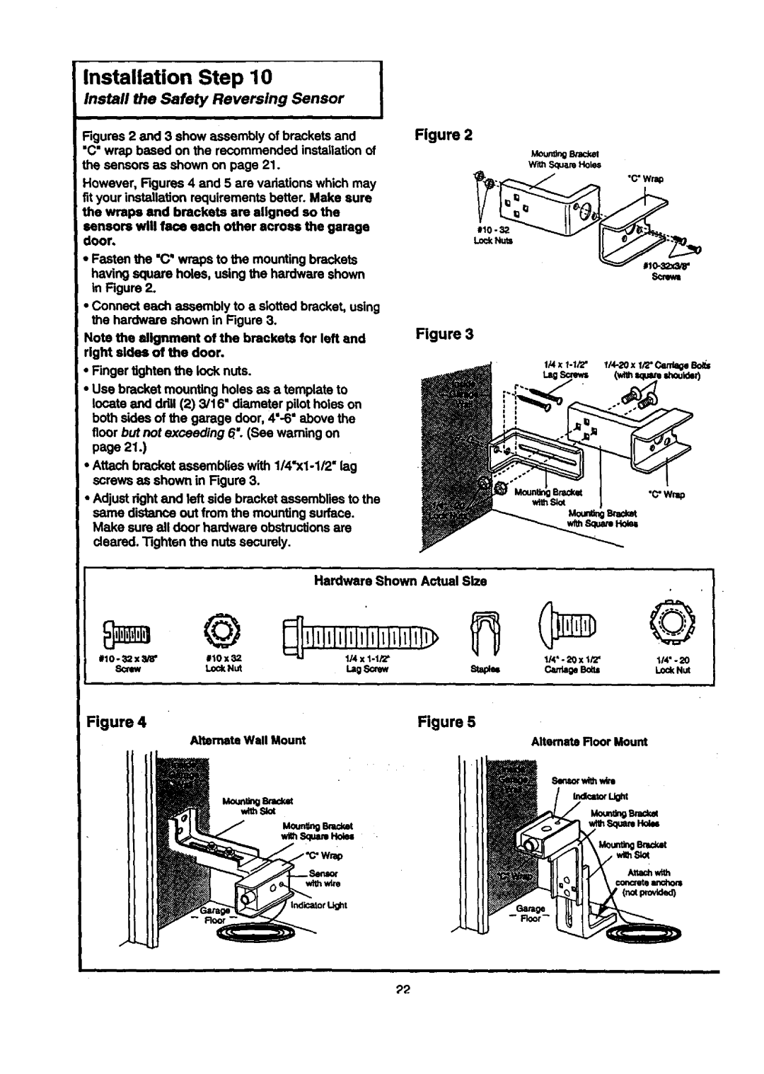 Craftsman 139.53674SRT, 139.53671SRT1 Install the Safety Reversing Sensor, Lag St=paB, Alternate Wall Mount WithSlot 