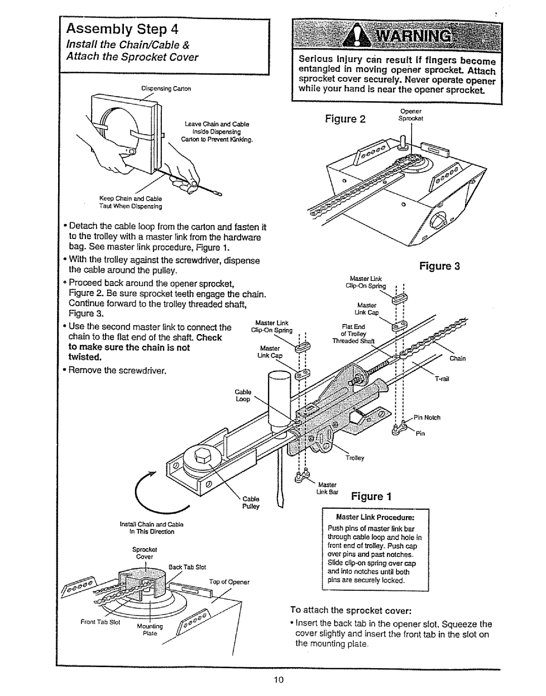 Craftsman 139.53675SRT owner manual Install the Chain/Cable Attach the Sprocket Cover, Spt 