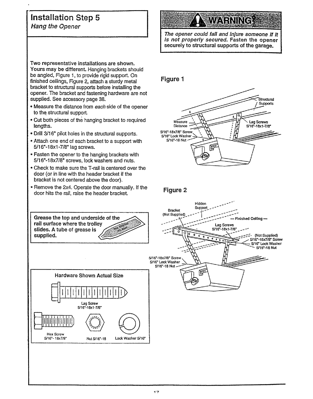 Craftsman 139.53675SRT owner manual Hang the Opener 