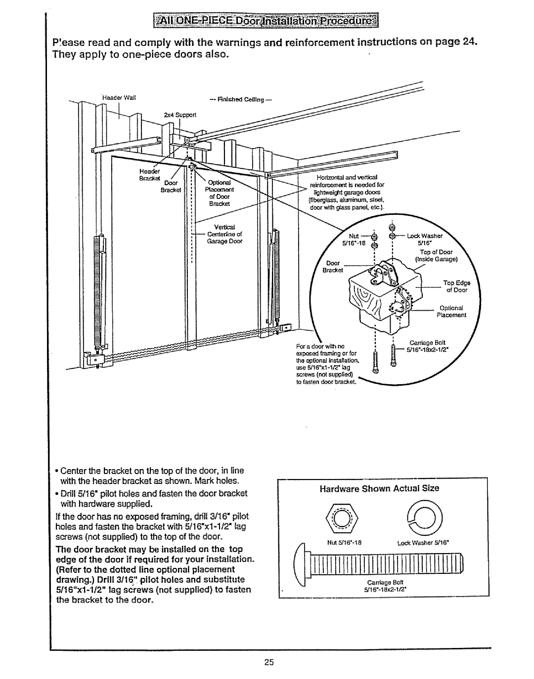 Craftsman 139.53675SRT owner manual They apply to one-piece doors also 