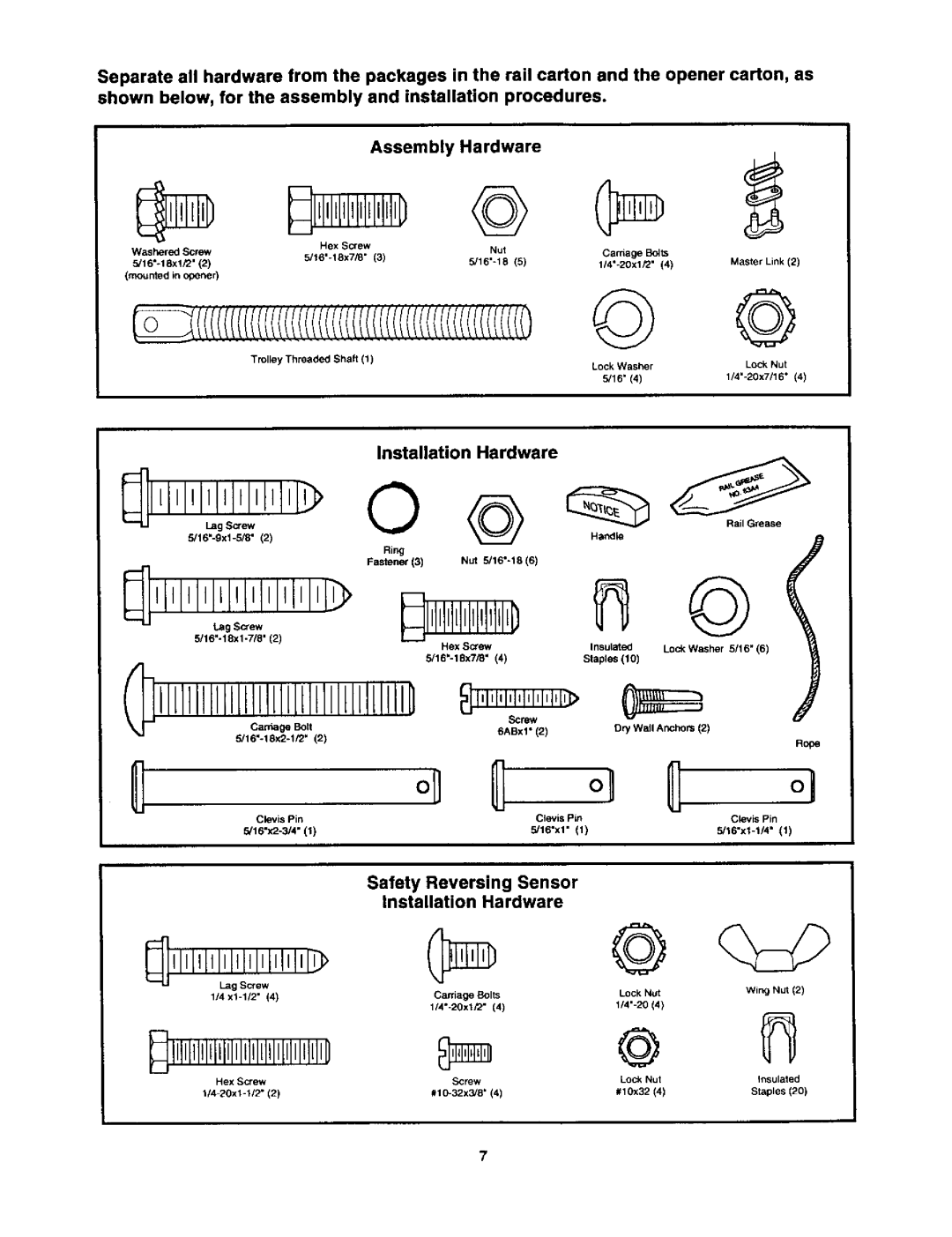 Craftsman 139.53646SRT2, 139.53834SRT3, 139.53648SRT2 Installation Hardware, Safety Reversing Sensor Installation 