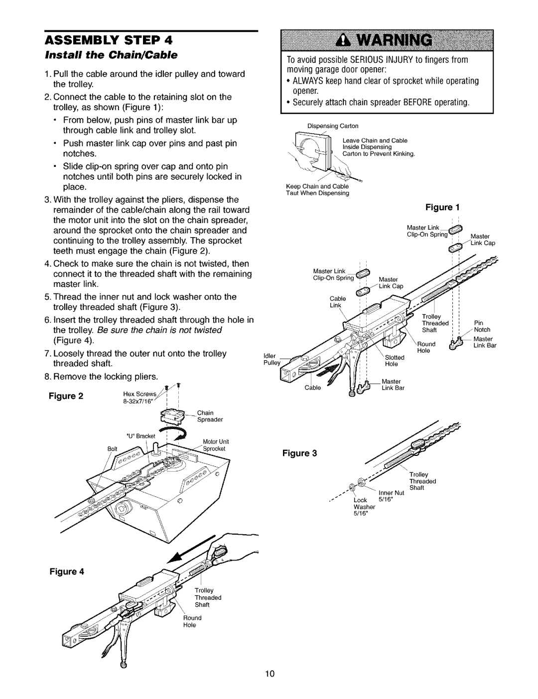 Craftsman 139.5391 owner manual Install the Chain/Cable, RexScrews 