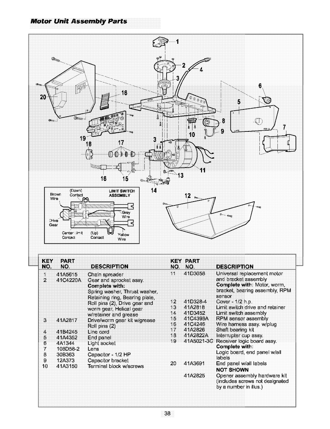 Craftsman 139.5391 owner manual MotorUnitAsmblyPas 