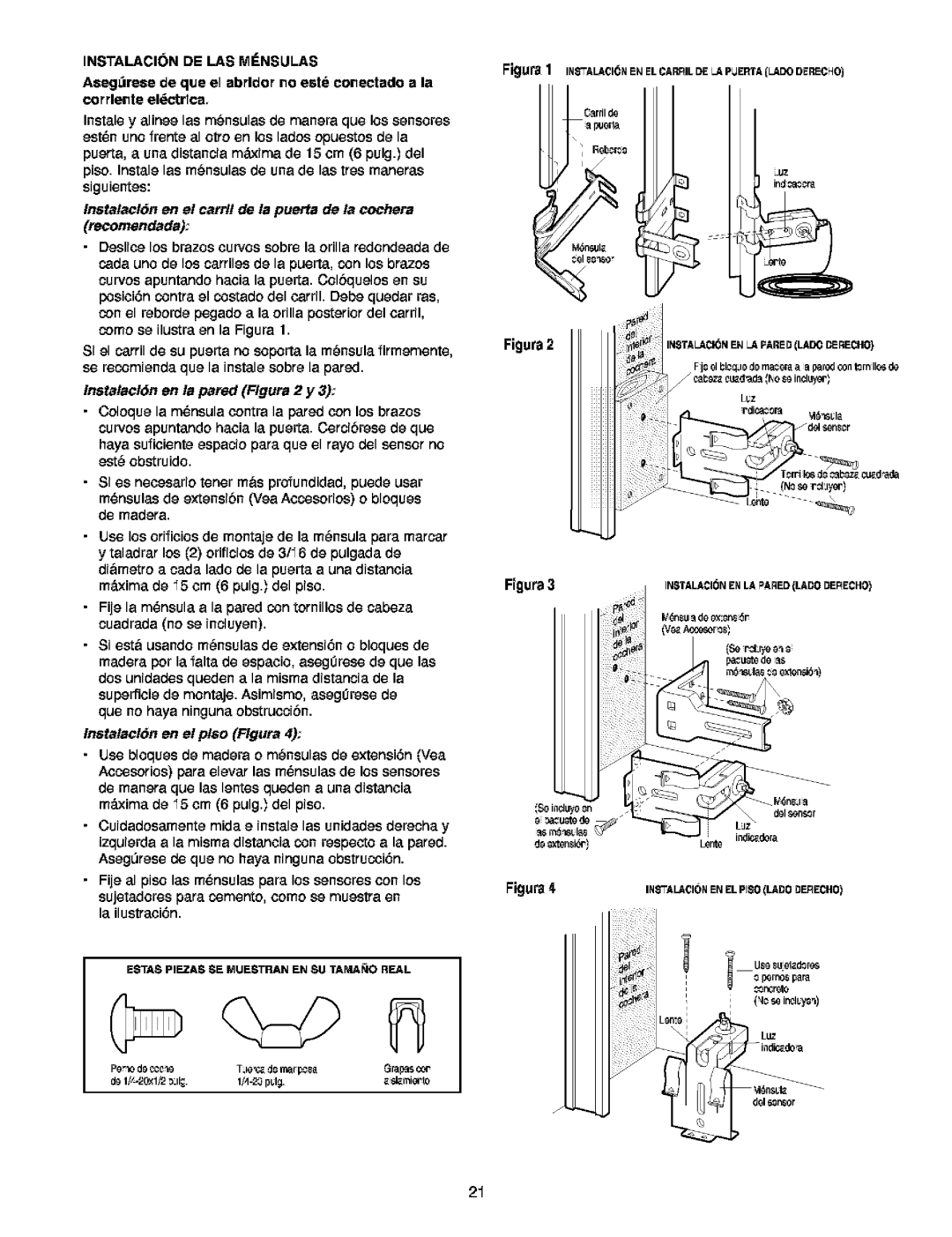 Craftsman 139.5391 Siguientes, Instatacl6n en la pazd Flgura 2 y, Instatacl6n en el p!$o Flgura, La ilustraci6n 