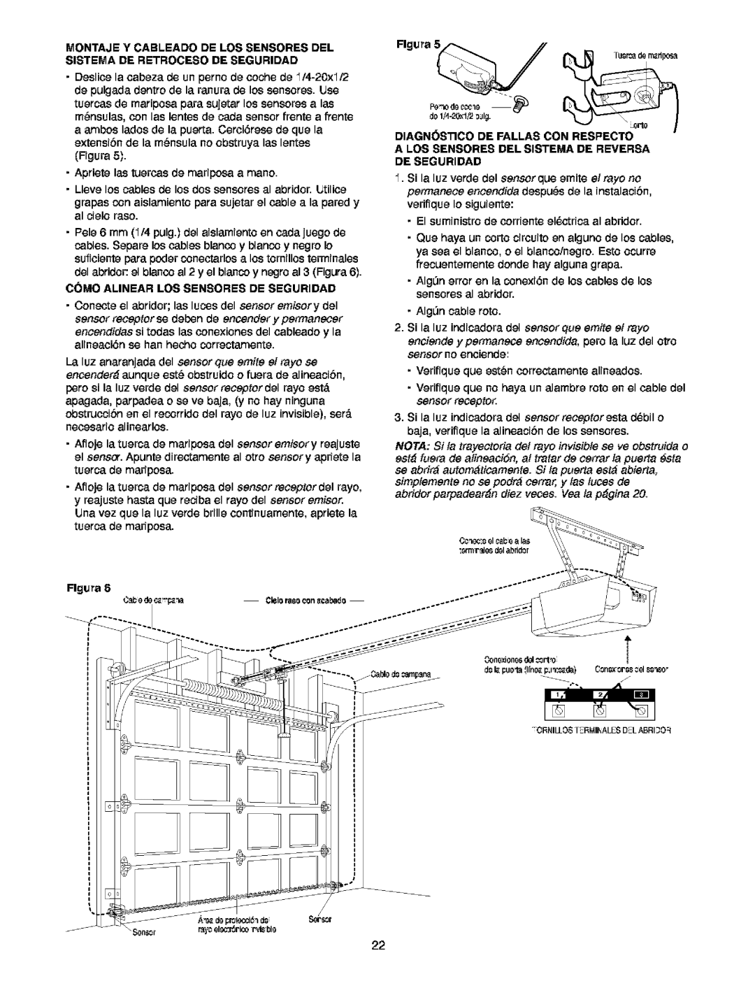 Craftsman 139.5391 owner manual COMe Alinear LOS Sensores DE Seguridad 