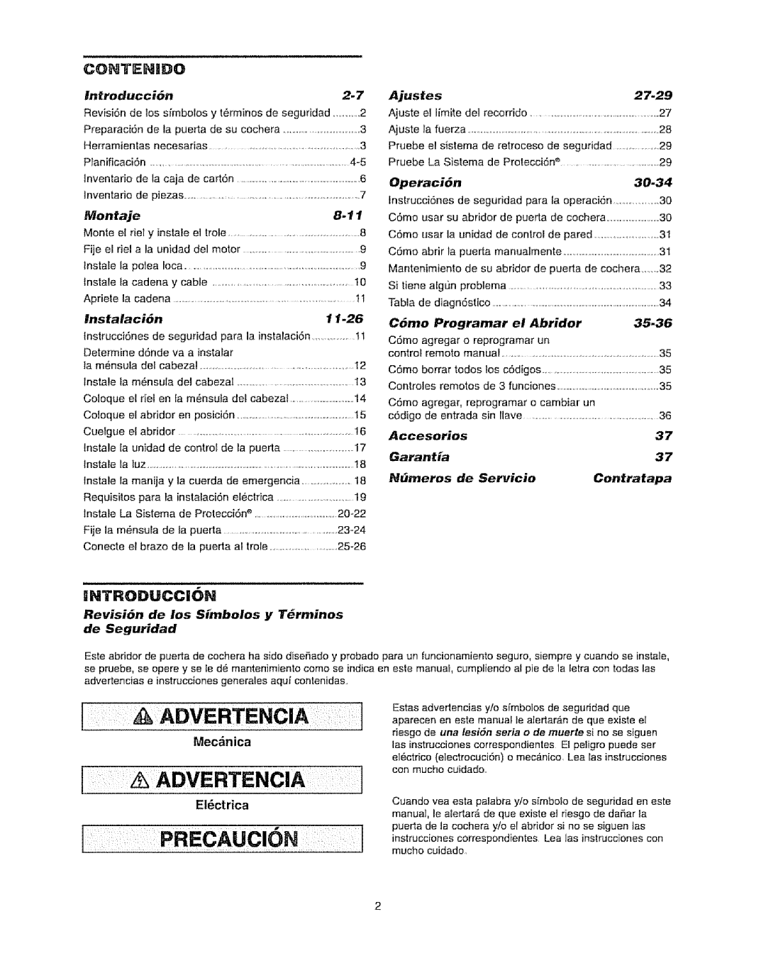 Craftsman 139.53920D owner manual Contknido, Tntroduccion 