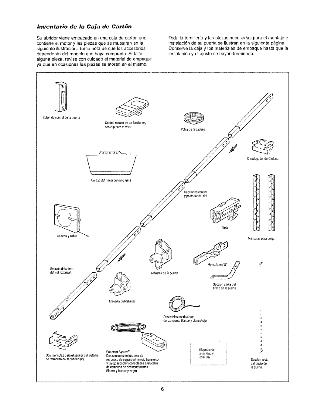 Craftsman 139.53920D owner manual Nnventario de la Caja de CartOn, Dosbl ndudores Dc4npanaBlar,coy. blanr.olroio 