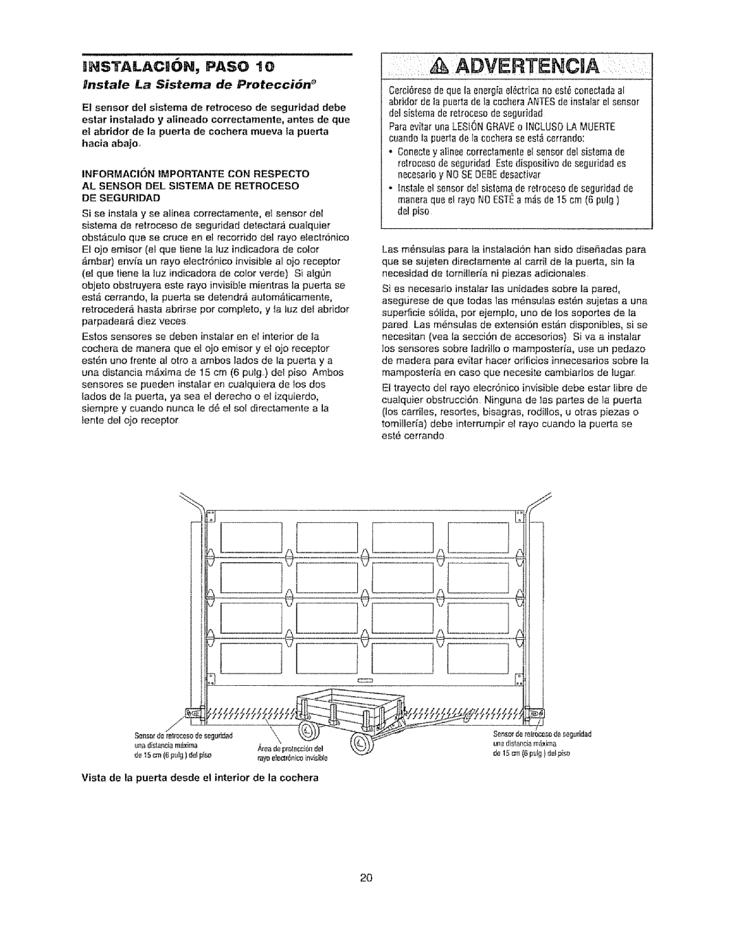 Craftsman 139.53920D INSTALACmON, Paso t0, Nnstale La Sistema de Protecci6n, Informacin 1MPORTANTE CON Respects 