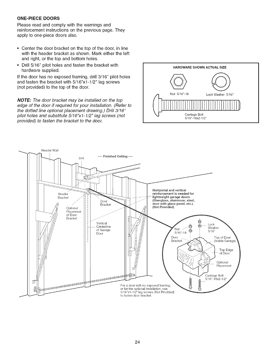 Craftsman 139.53993D owner manual One-Piecedoors 