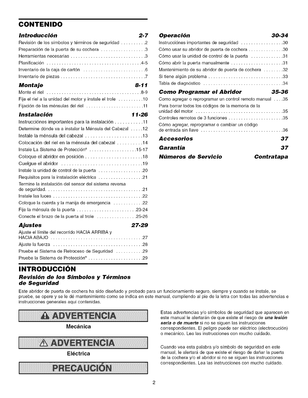 Craftsman 139.53993D owner manual Contenido, Introduccion 