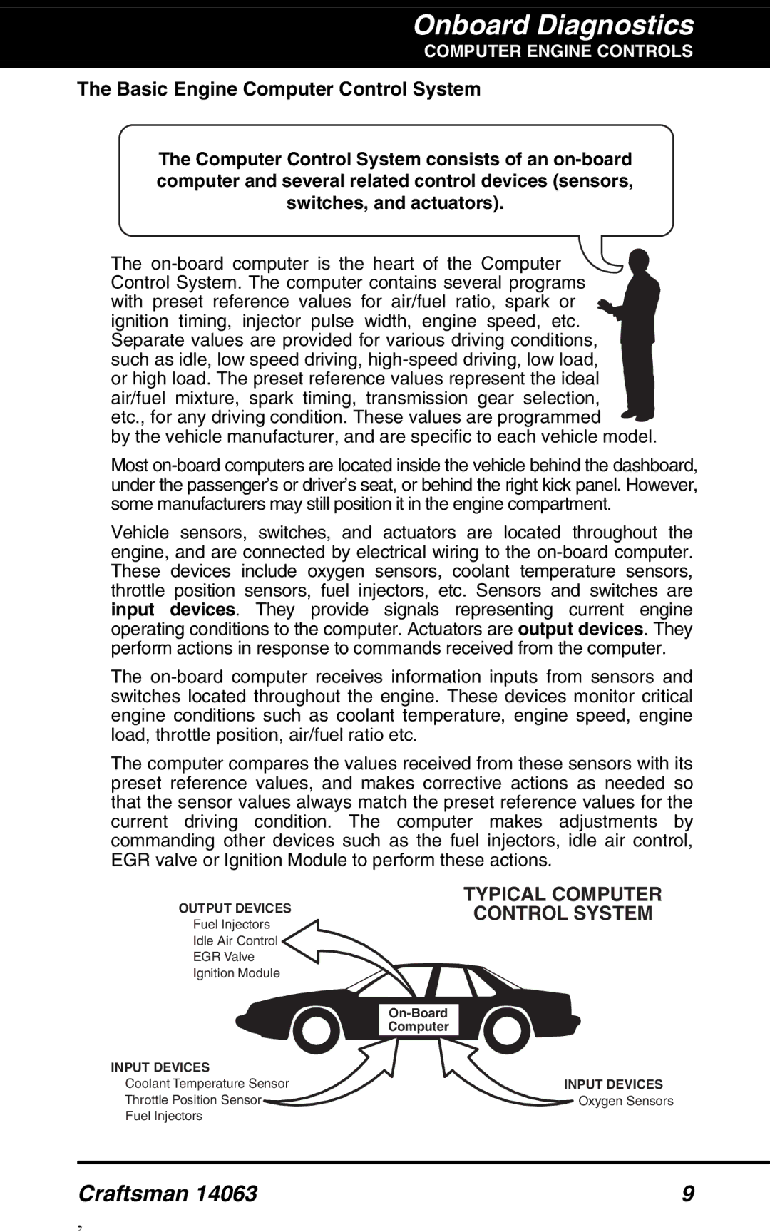 Craftsman 14063 manual Basic Engine Computer Control System, Typical Computer Control System 