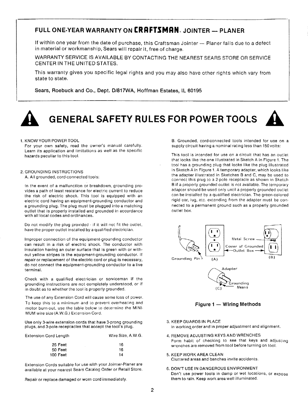 Craftsman 149.236321 owner manual General Safety Rules for Power Tools 