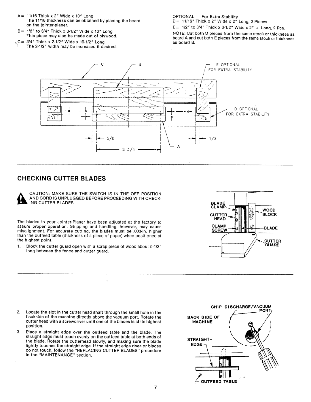 Craftsman 149.236321 Checking Cutter Blades, For Extra Stability Optional, Cord is Unplugged Before Proceeding with Check 