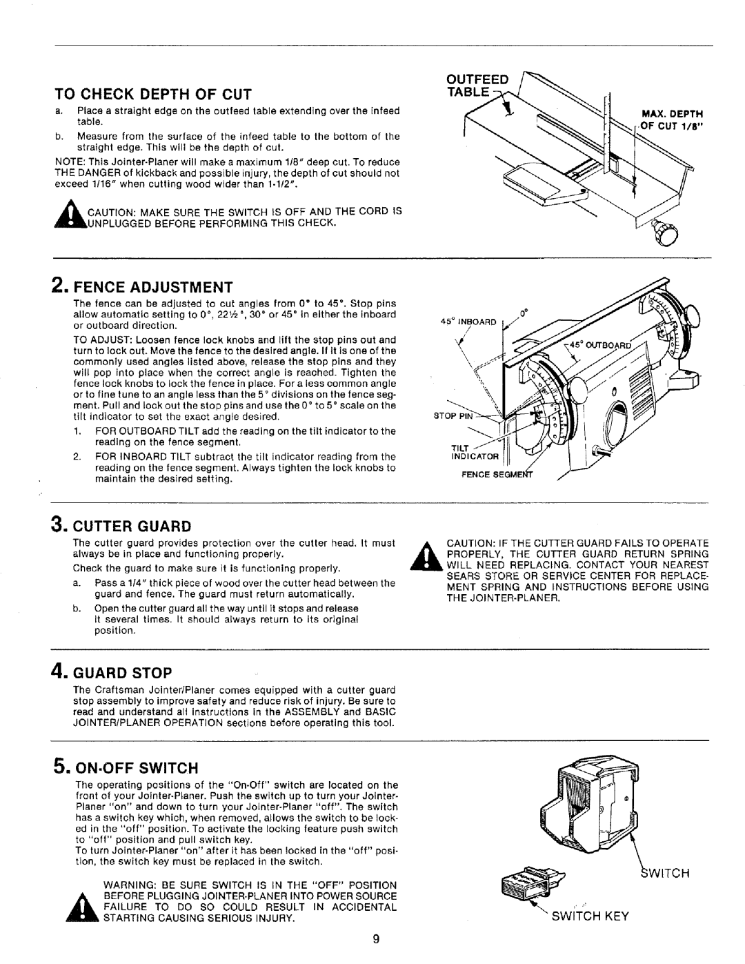 Craftsman 149.236321 owner manual Cutter Guard, ON.OFF Switch, Guard Stop 