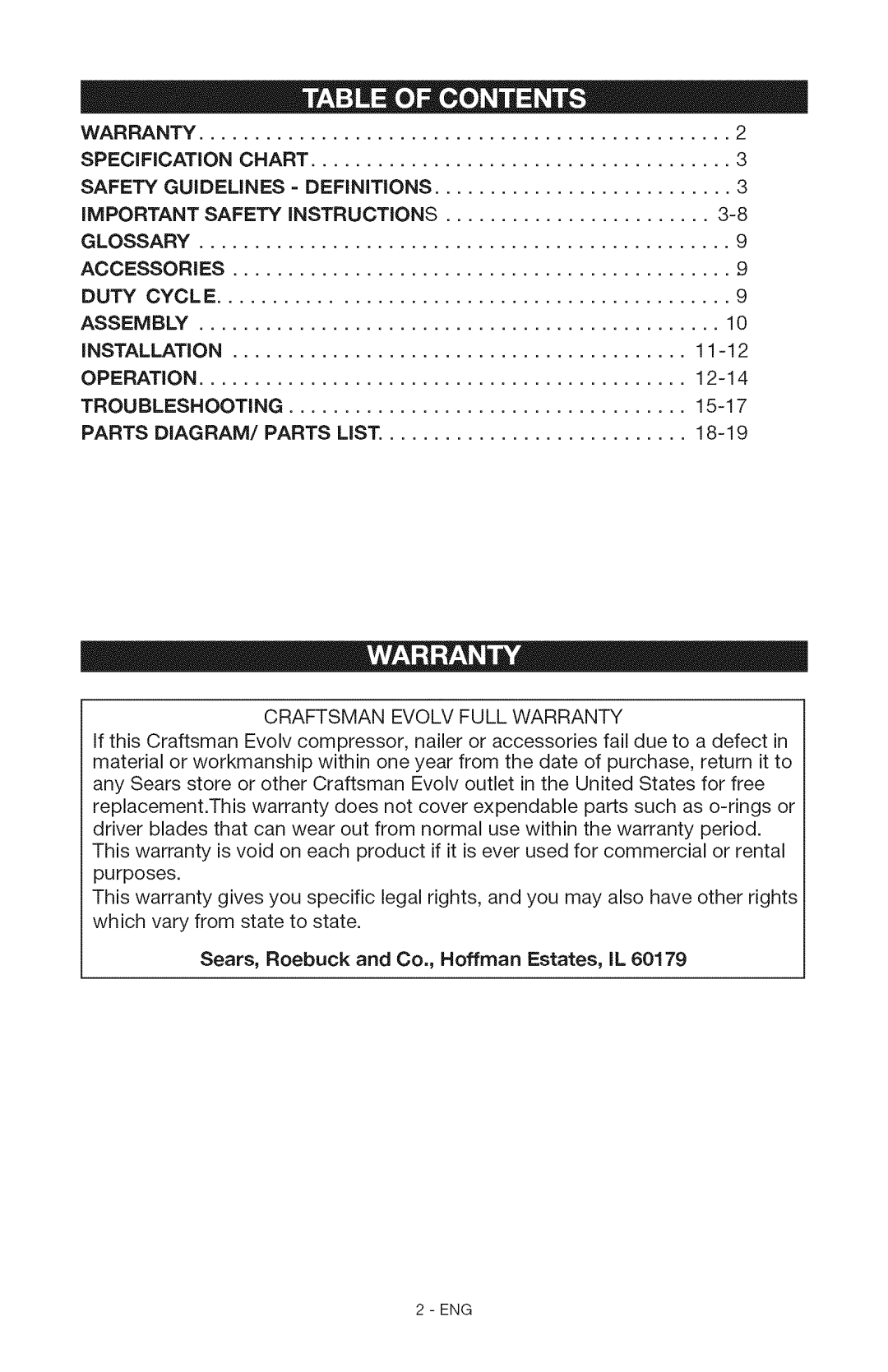 Craftsman 15206 manual IMPORTANT Safety iNSTRUCTiONS 