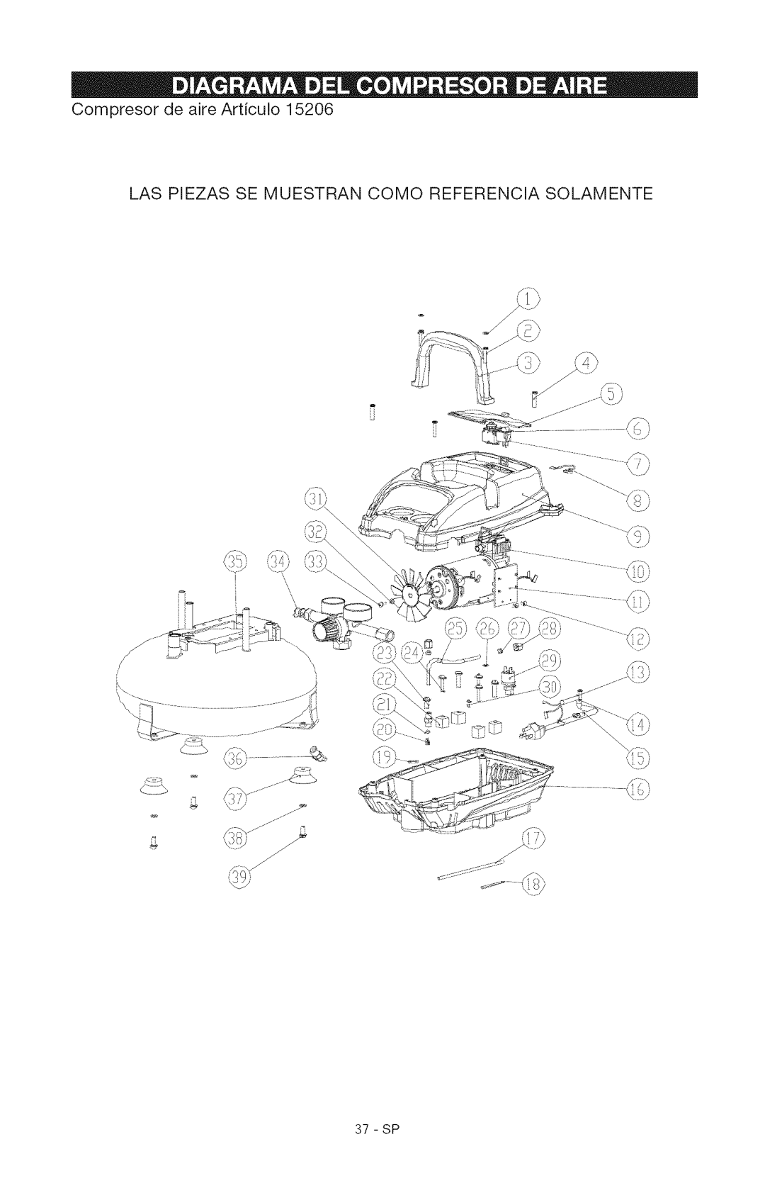 Craftsman 15206 manual LAS Piezas SE Muestran Como Referencia Solamente 