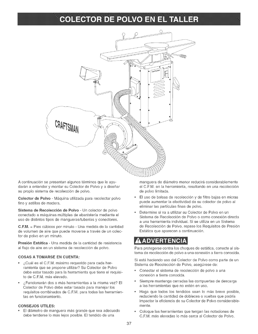 Craftsman 152.213351 operating instructions Cosas a Tomarse EN Cuenta 