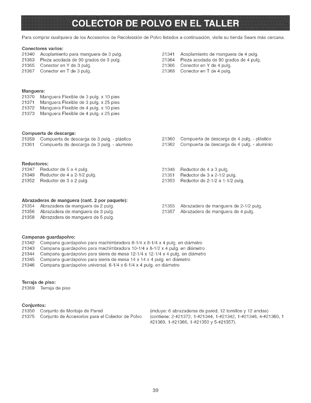 Craftsman 152.213351 operating instructions Reductores 