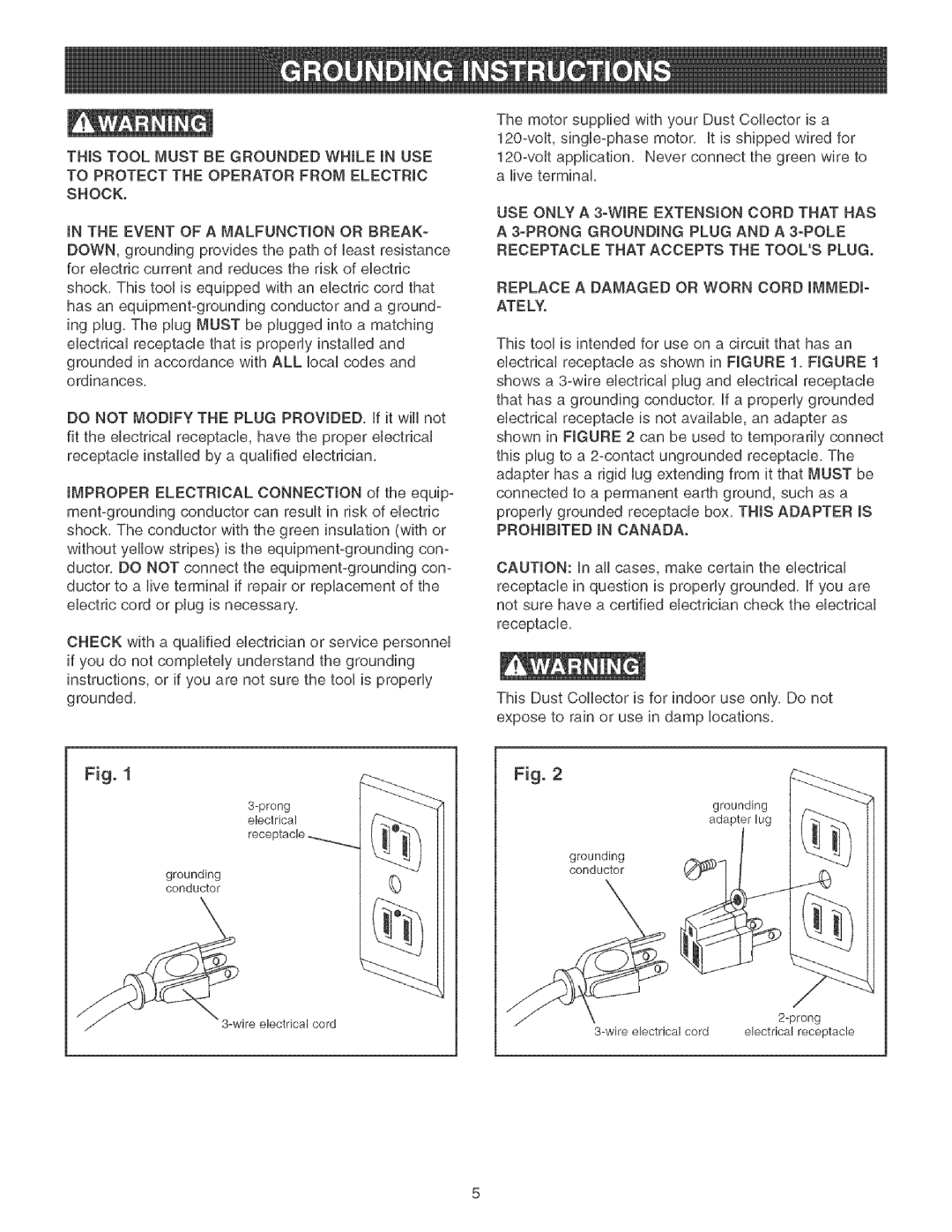 Craftsman 152.213351 operating instructions J45, Shock 