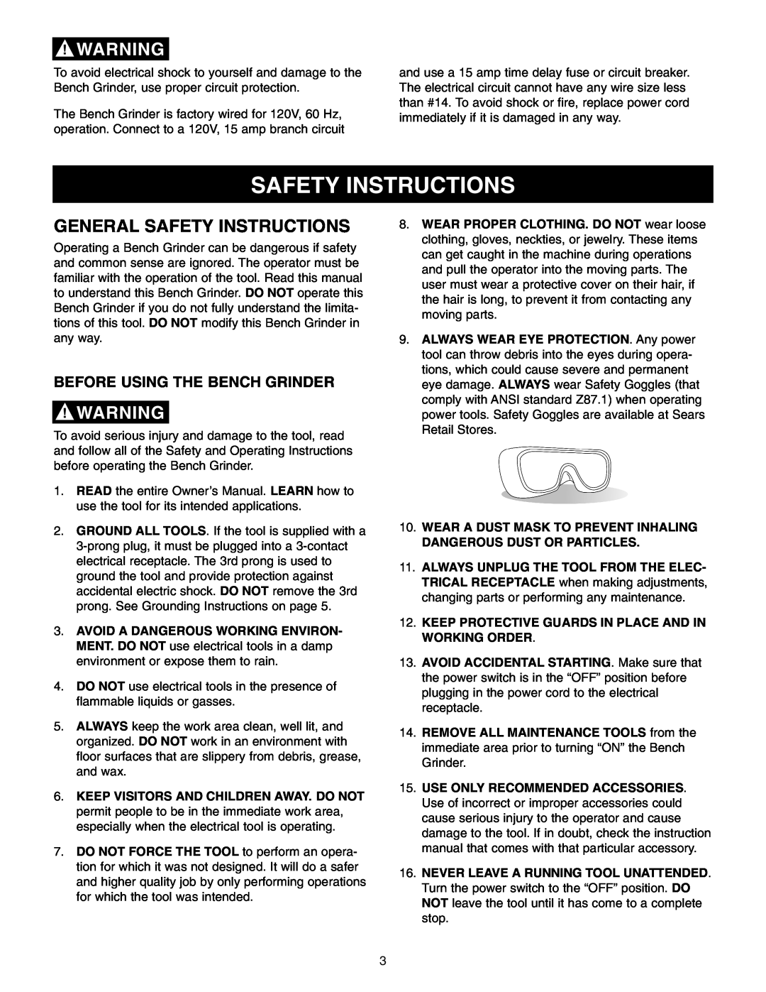 Craftsman 152.22018 owner manual General Safety Instructions 