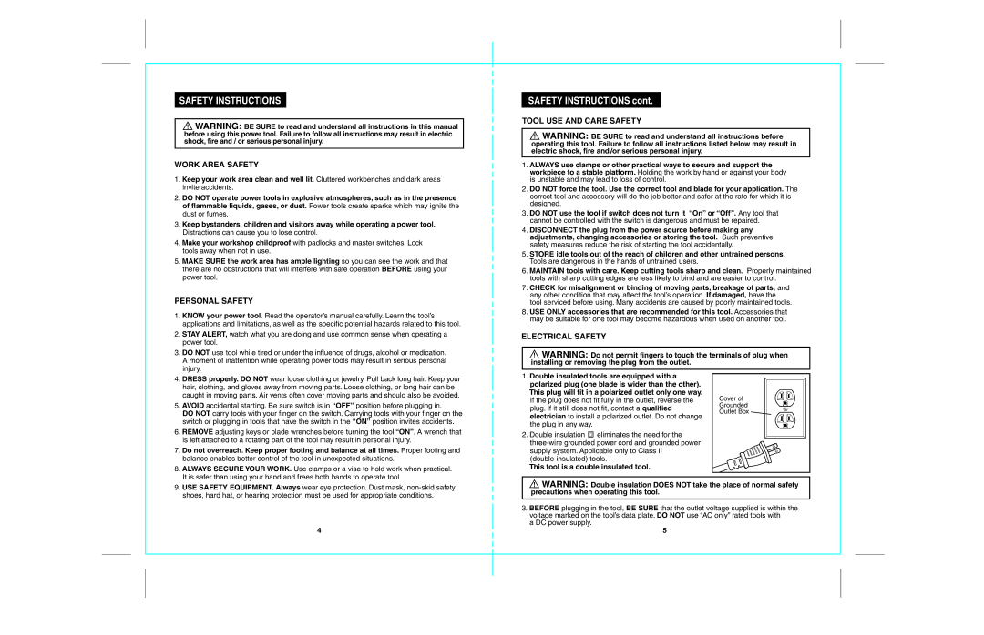 Craftsman 172.28129 operating instructions Safety Instructions 