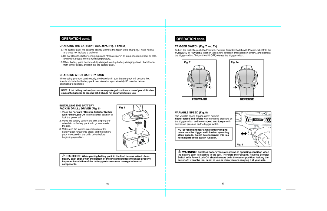 Craftsman 172.67098 operating instructions Forward, Installing the Battery 