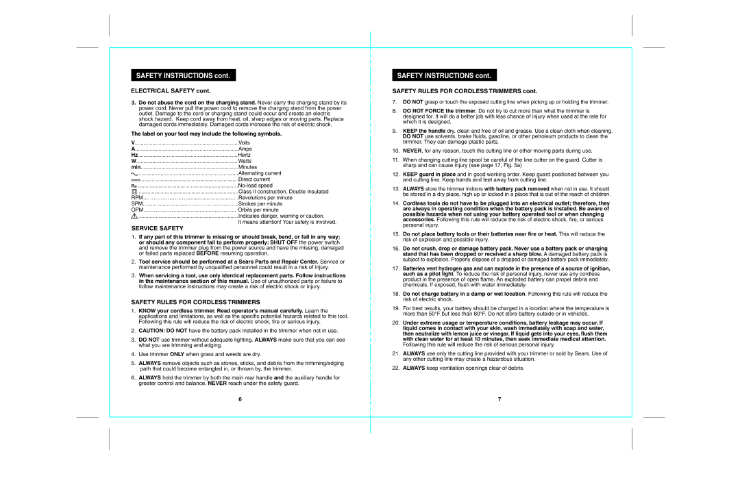 Craftsman 172.74815 warranty Service Safety 