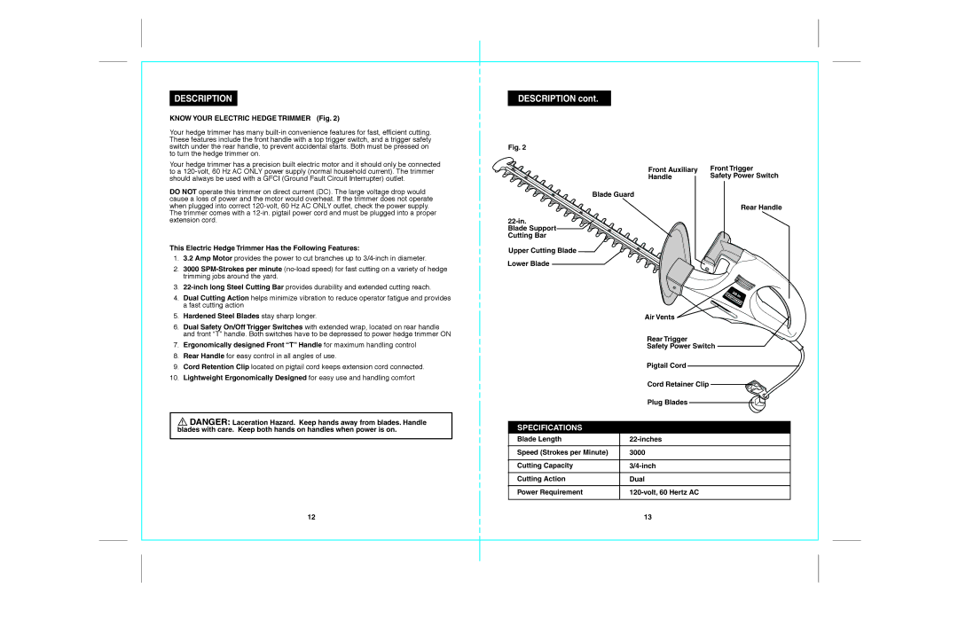 Craftsman 172.79957 operating instructions Description 