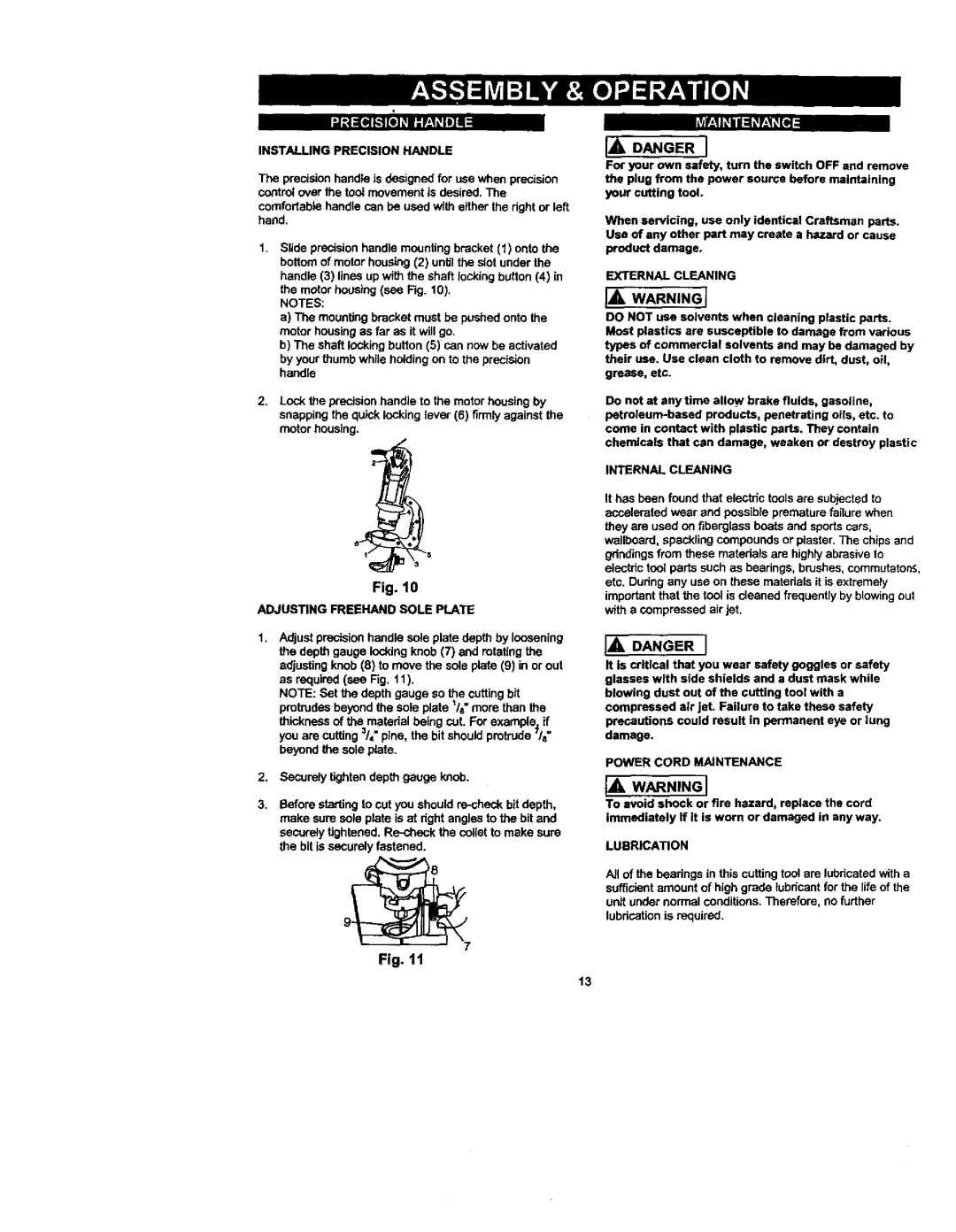 Craftsman 183.17253 owner manual Ih, Warningj 