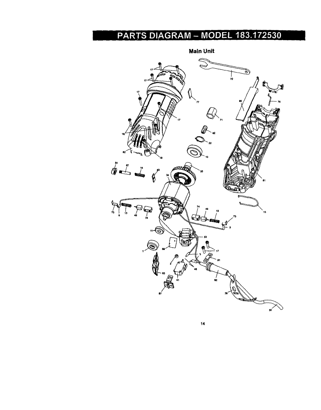 Craftsman 183.17253 owner manual Main Unit 