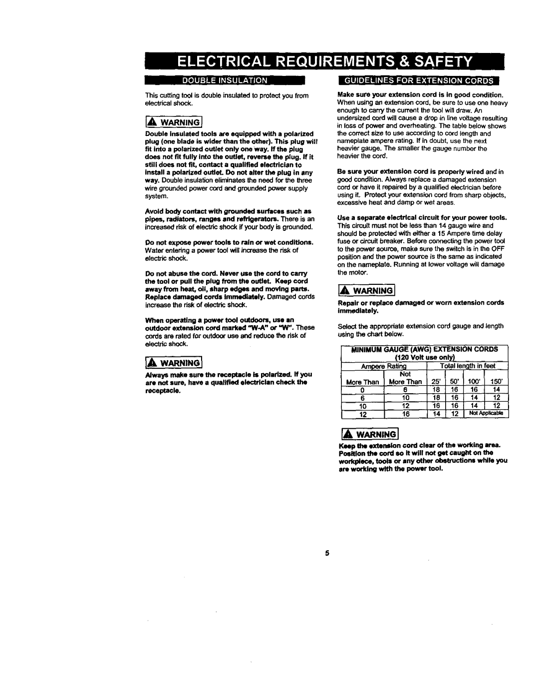 Craftsman 183.17253 owner manual IA WAJ Ning, Volt use only 