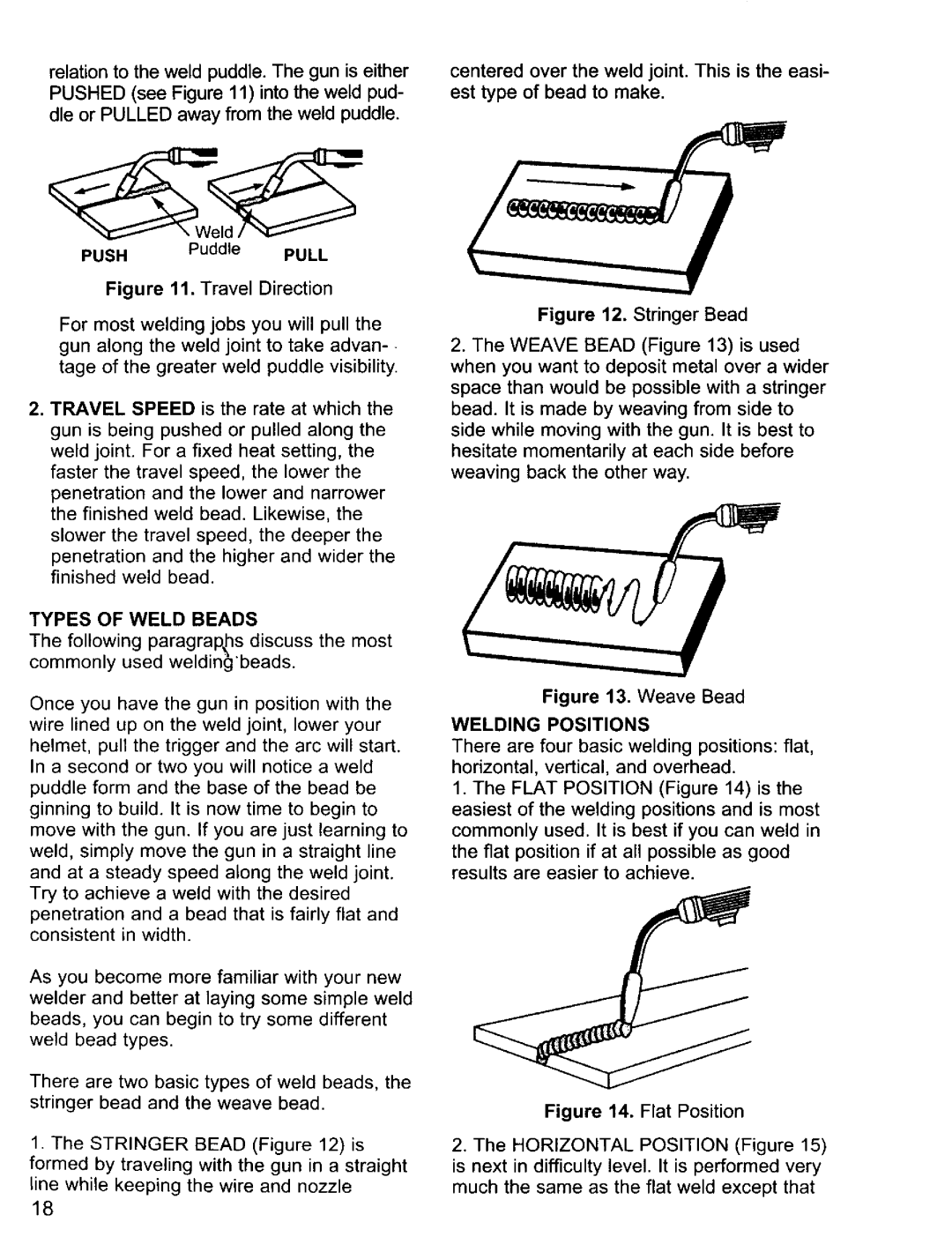 Craftsman 196.20569 owner manual Types of Weld Beads, Welding Positions 