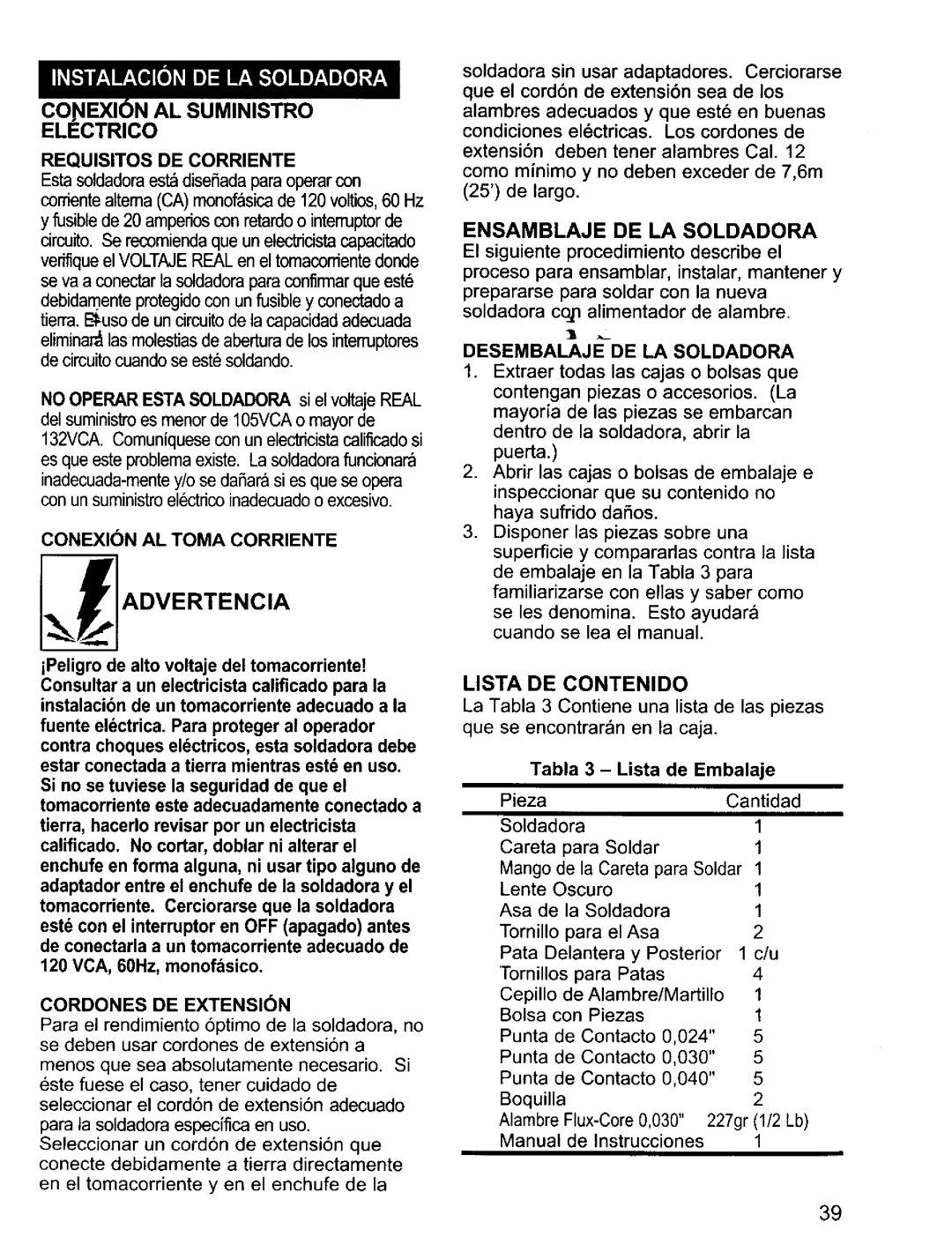 Craftsman 196.20569 owner manual Electrico, Lista DE Contenido 