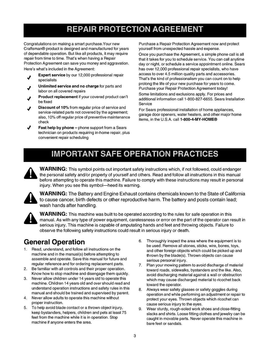 Craftsman 247.27022 manual General Operation, RepairfromtimetotimeThatswhenhavingRepair, HereswhatsincludedtheAgreement 