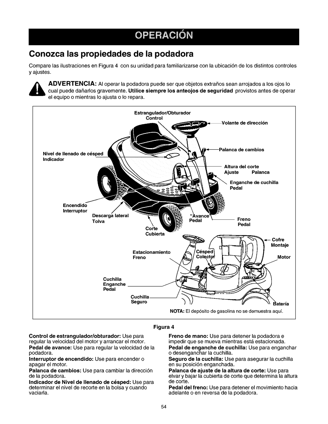 Craftsman 247.27022 manual Conozca las propiedades de la podadora, Gravemente. Utilice siempre 