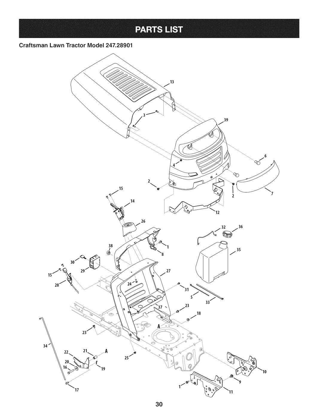 Craftsman 247.28901 manual Craftsman Lawn Tractor Model 