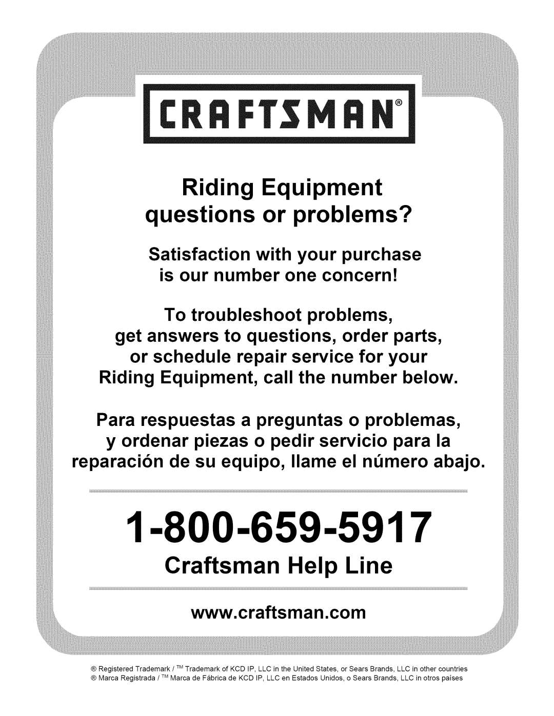 Craftsman 247.28901 manual Riding Equipment questions or problems? 