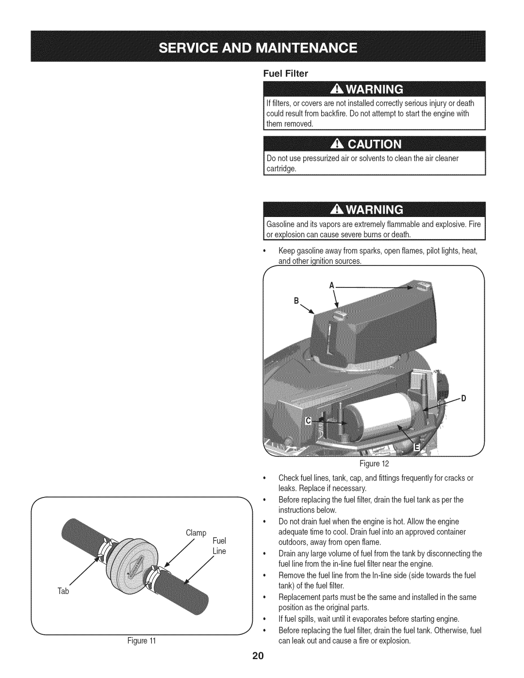 Craftsman 247.28902 manual Clamp Fuel Line Tab, Fuel Filter 