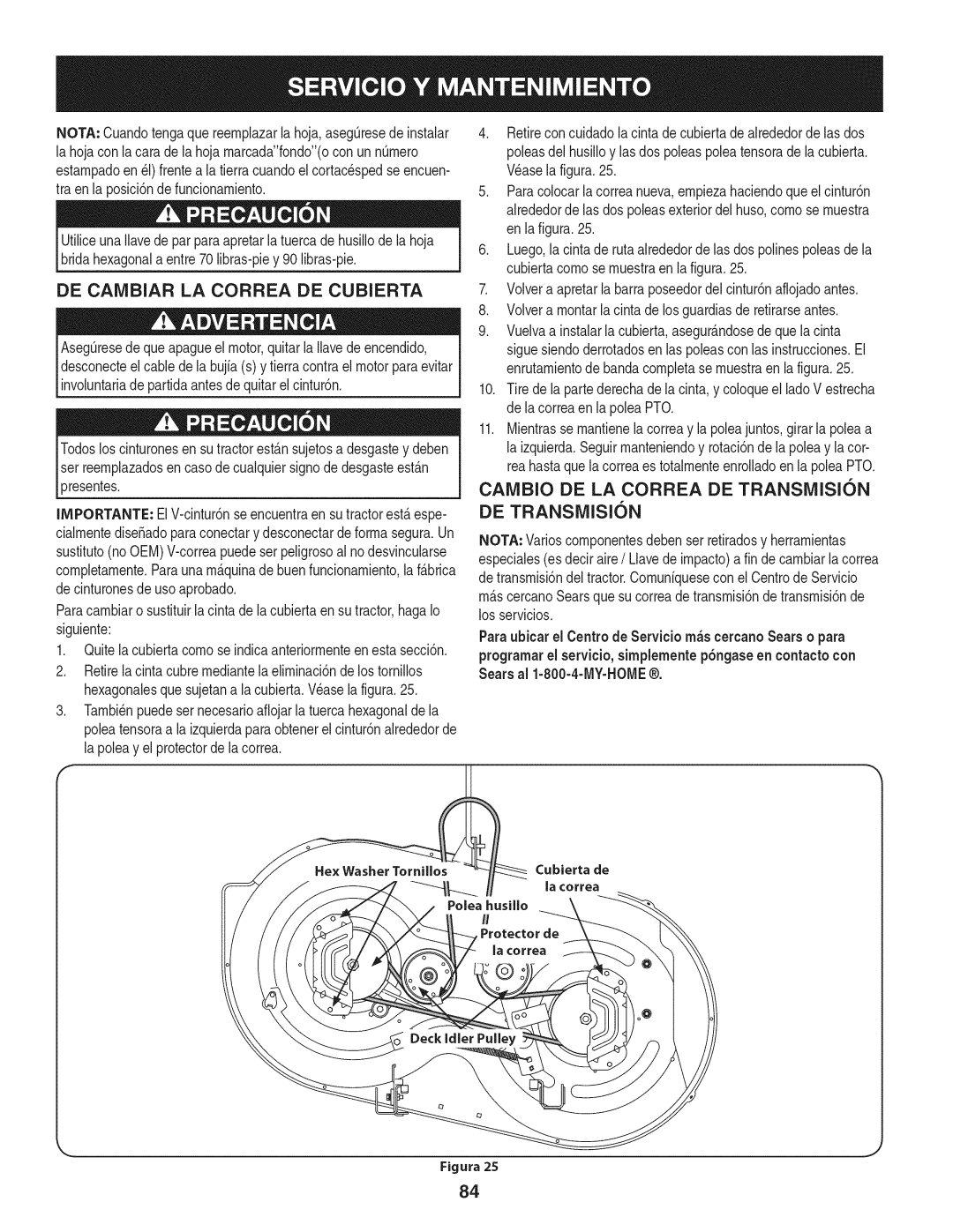 Craftsman 247.28902 manual De Caivibiar La Correa De Cubierta, Figura 