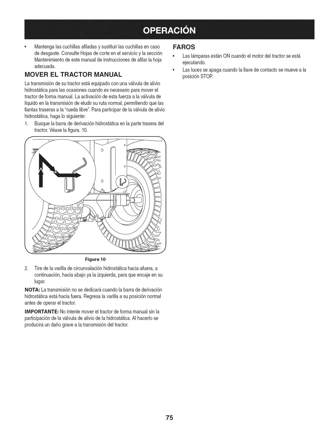 Craftsman 247.28905 manual Mover EL Tractor Manual, Faros 