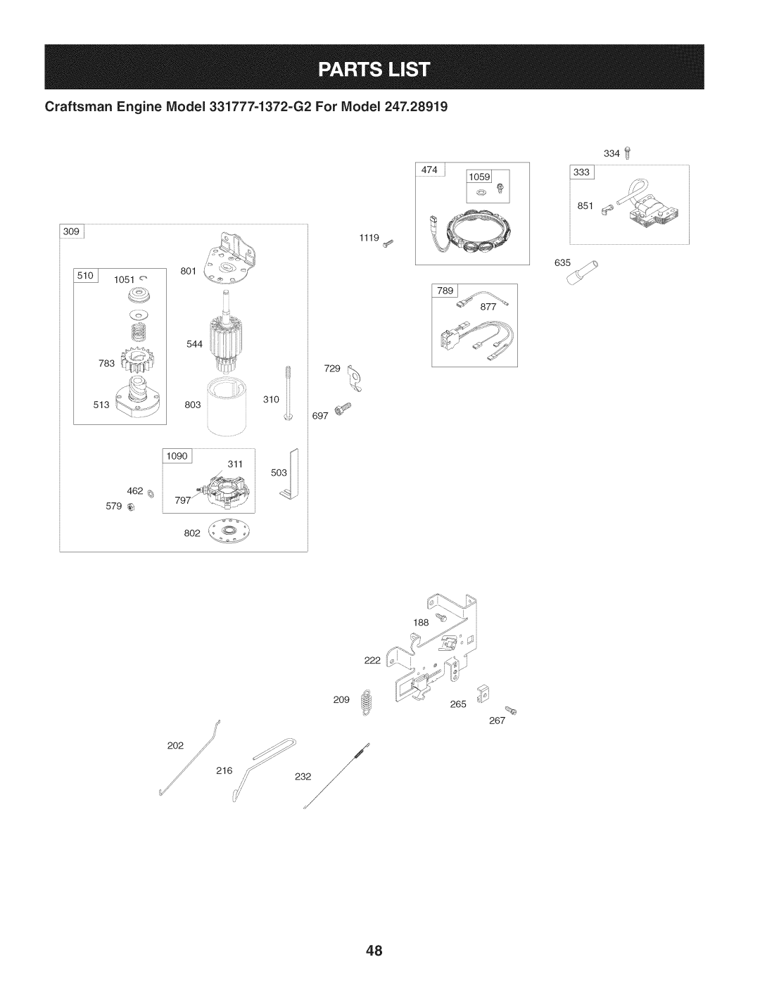 Craftsman 247.28919 manual 474i, Craftsman Engine IViodel 331777-1372-G2 For IViodel 