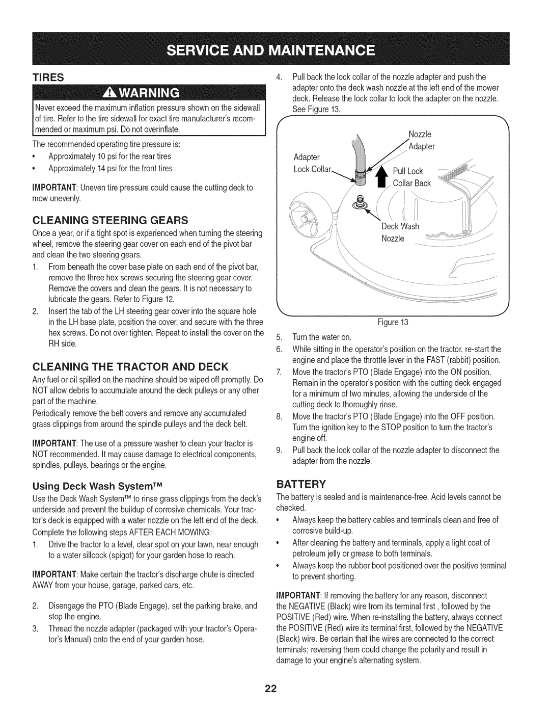 Craftsman 247.28933 manual Tires 