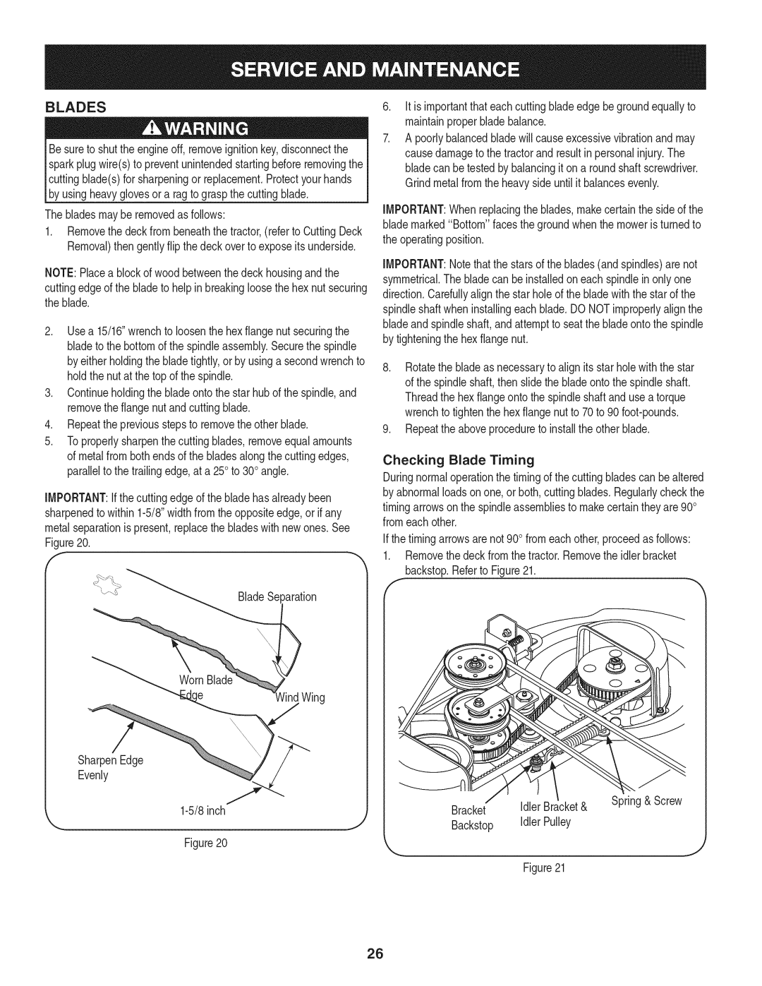 Craftsman 247.28933 manual Blades 