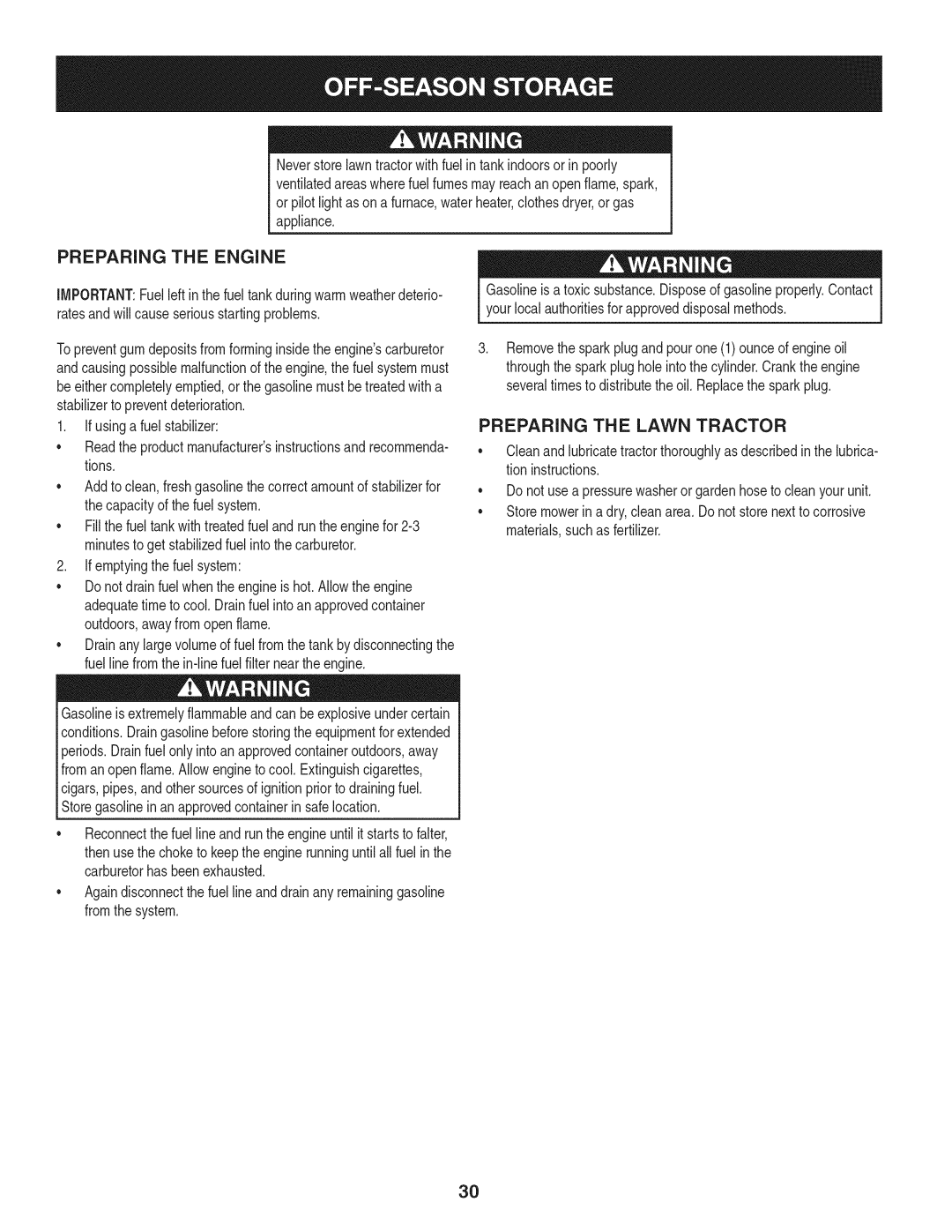 Craftsman 247.28933 manual Preparing the Engine 